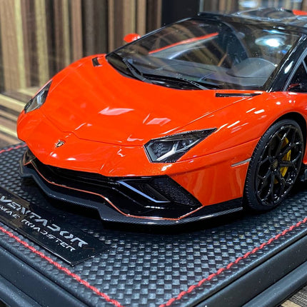 MR Lamborghini Aventador Ultimae Road 1:18 Resin Red Limited Edition Diecast Model Car - studio product photo of the scale mo