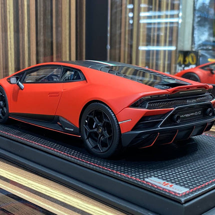 Lamborghini Huracan EVO 2019 1:18 Orange Resin Model Car by MR - studio product photo of the scale model