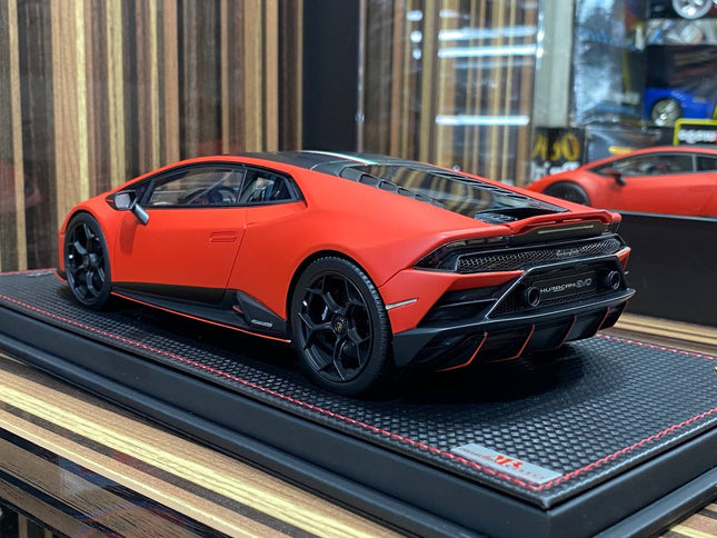 Lamborghini Huracan EVO 2019 1:18 Orange Resin Model Car by MR - studio product photo of the scale model