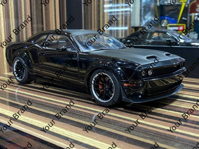 Solido 1:18 Diecast Dodge Challenger SRT Hellcat Black Model Car - studio product photo of the scale model