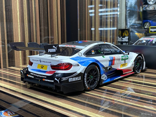 Minichamps 1/18 BMW M4 DTM 2018 White Resin Model Car - studio product photo of the scale model