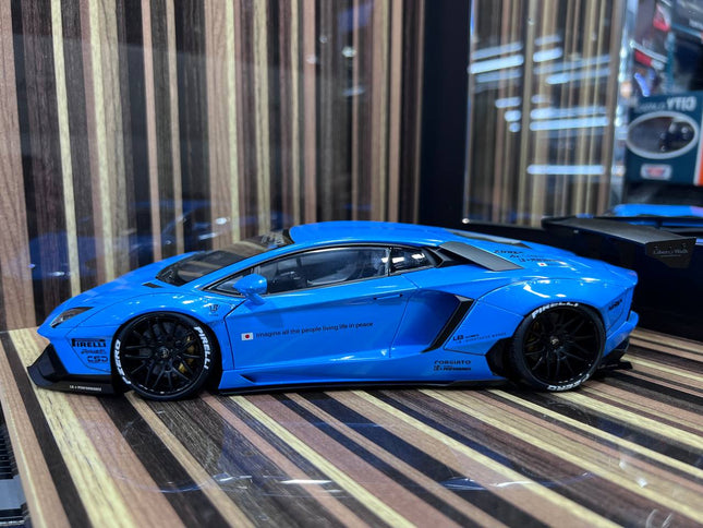 AutoArt Lamborghini Aventador LBWK Sky Blue 1:18 Diecast Model Car - studio product photo of the scale model