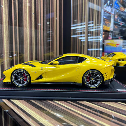 MR Models 1/18 Resin Ferrari 812 Competizione Yellow Miniature Car - studio product photo of the scale model