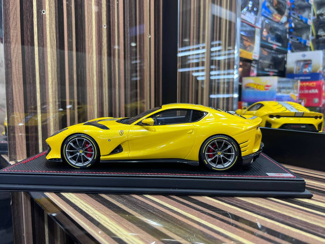 MR Models 1/18 Resin Ferrari 812 Competizione Yellow Miniature Car - studio product photo of the scale model