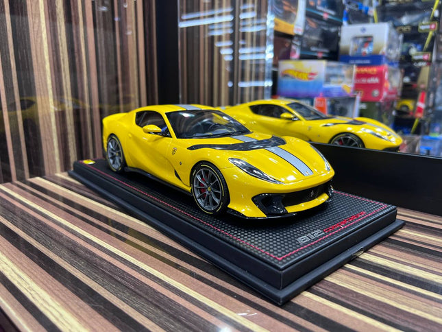 MR Models 1/18 Resin Ferrari 812 Competizione Yellow Miniature Car - detailed collector display model