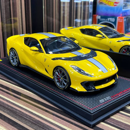 MR Models 1/18 Resin Ferrari 812 Competizione Yellow Miniature Car - detailed die-cast style model