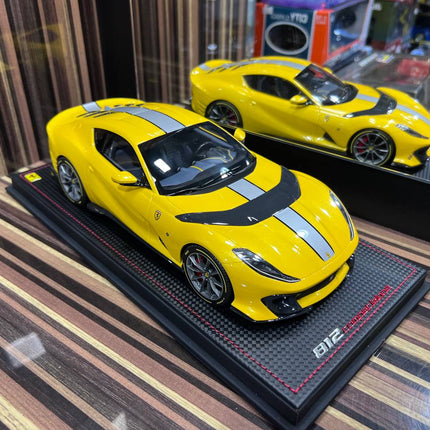 MR Models 1/18 Resin Ferrari 812 Competizione Yellow Miniature Car - collector edition scale model
