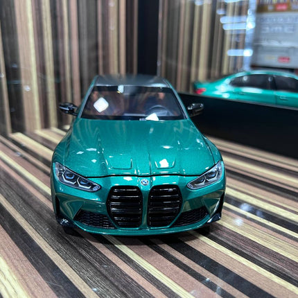 Minichamps BMW M3 2020 1:18 Green Diecast Model Car - studio product photo of the scale model