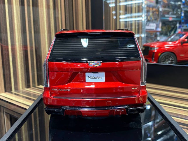MotorHelix 1/18 Resin Cadillac Escalade V Red Model Car - studio product photo of the scale model
