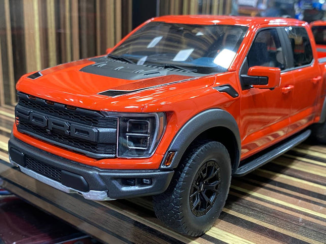 GT Spirit 1:18 Ford F-150 Raptor Orange Resin Model - studio product photo of the scale model