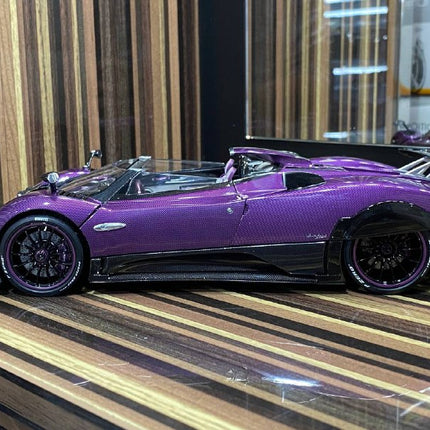 LCD Model Pagani Zonda HP Barchetta Purple 1:18 Diecast Model Car - studio product photo of the scale model