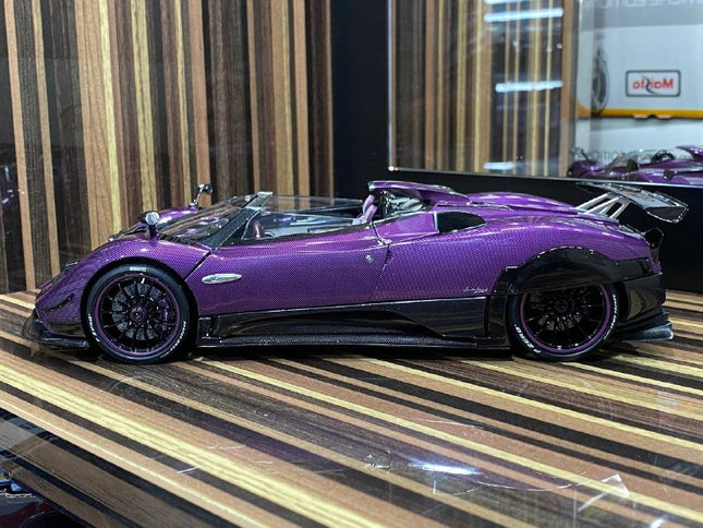 LCD Model Pagani Zonda HP Barchetta Purple 1:18 Diecast Model Car - studio product photo of the scale model