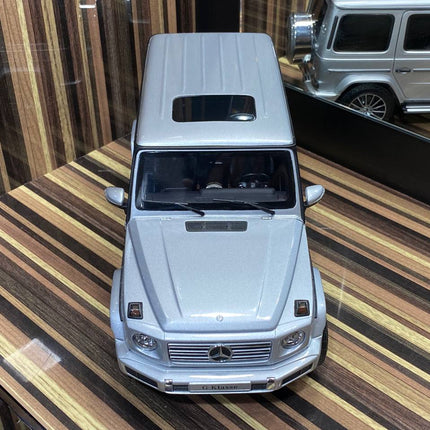 Minichamps 1/18 Mercedes-Benz G-Class 2018 Silver Diecast Model Car - studio product photo of the scale model