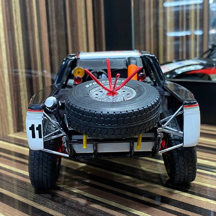 AutoArt Toyota Trophy Truck #11 White and Black 1:18 Diecast Model Truck - hand-finished display model