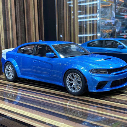 1/18 Diecast Dodge Charger SRT Hellcat Blue GT Spirit Scale Model Car - detailed collector display model