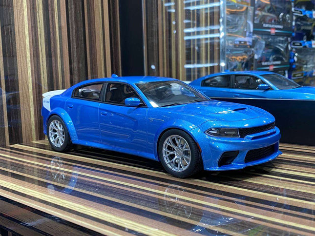 1/18 Diecast Dodge Charger SRT Hellcat Blue GT Spirit Scale Model Car - detailed collector display model