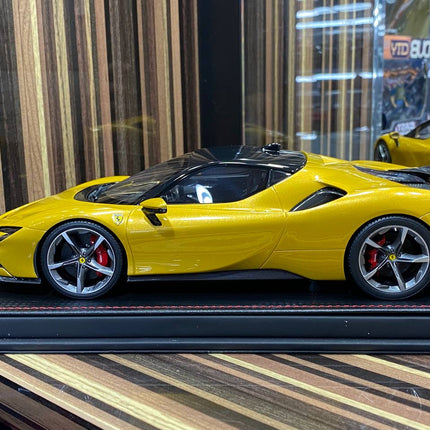 MR 1:18 Ferrari SF90 Stradale Giallo Montecarlo Resin Model - showroom-quality model replica