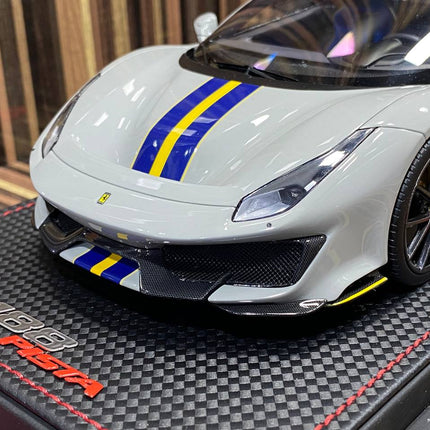 MR Collection Ferrari 488 Pista 1:18 Resin Model Car Grey - studio product photo of the scale model