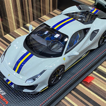 MR Collection Ferrari 488 Pista 1:18 Resin Model Car Grey - collectible scale model car
