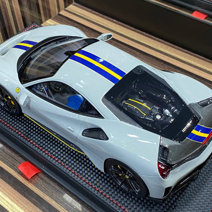 MR Collection Ferrari 488 Pista 1:18 Resin Model Car Grey - premium collector scale model