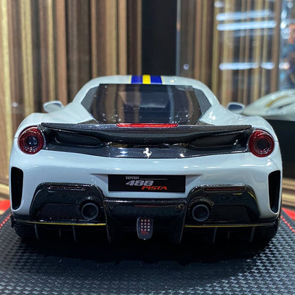 MR Collection Ferrari 488 Pista 1:18 Resin Model Car Grey - detailed die-cast style model