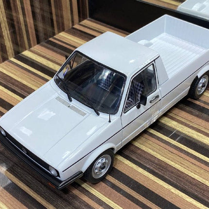 Solido 1/18 Diecast Volkswagen Caddy White - studio product photo of the scale model