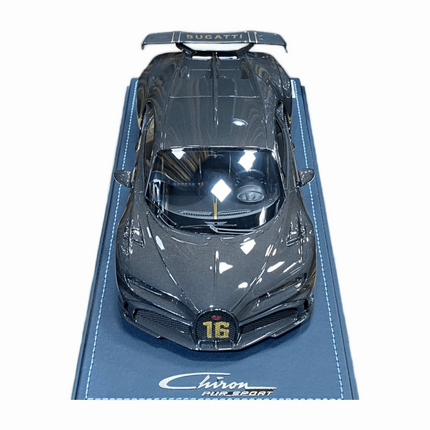 Bugatti Chiron Pur Sport 1:18 Scale Full Carbon Resin Model MR Collection - studio product photo of the scale model