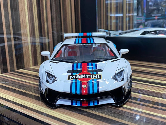 AutoArt Lamborghini Aventador Liberty Walk White 1:18 Diecast Model Car - studio product photo of the scale model