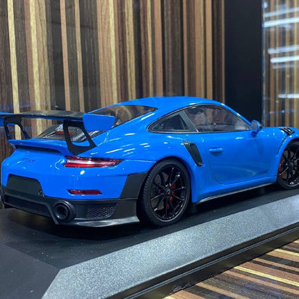 Minichamps Porsche 911 GT2 RS 2018 1:18 Blue Resin Model Car - collectible scale model car