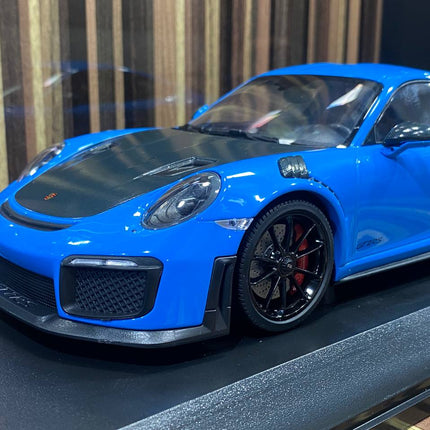 Minichamps Porsche 911 GT2 RS 2018 1:18 Blue Resin Model Car - detailed die-cast style model
