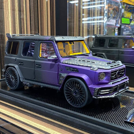 Motorhelix 1/18 Mercedes-Benz G63 MANSORY 50th UAE Edition Black/Purple Resin Model - detailed collector display model