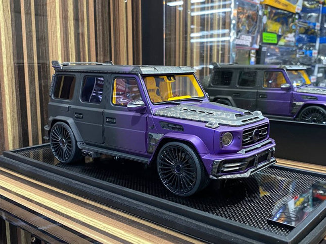Motorhelix 1/18 Mercedes-Benz G63 MANSORY 50th UAE Edition Black/Purple Resin Model - detailed collector display model