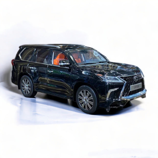 LCD Model Lexus LX 570 2020 Black Orange Interior 1:18 Diecast Model Car - detailed collector display model
