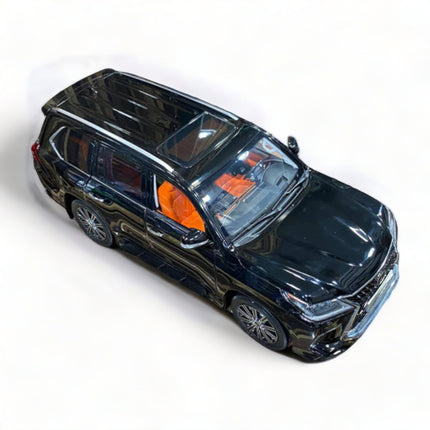LCD Model Lexus LX 570 2020 Black Orange Interior 1:18 Diecast Model Car - premium collector scale model
