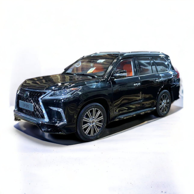 LCD Model Lexus LX 570 2020 Black Orange Interior 1:18 Diecast Model Car - studio product photo of the scale model