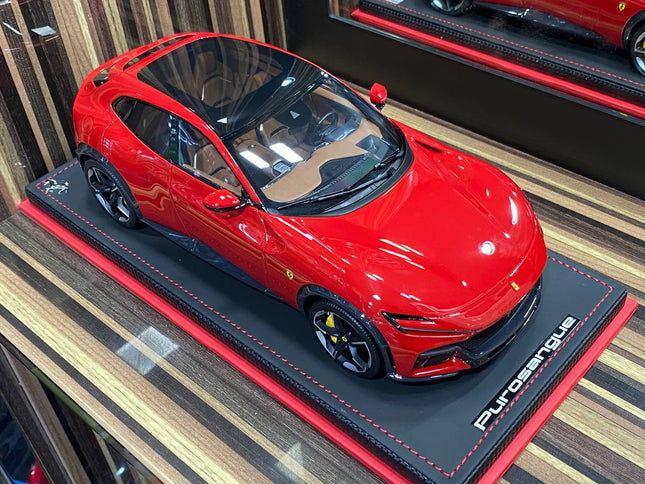 MR Collection 1/18 Ferrari Purosangue 25/149 Rosso Red Diecast Model Car - studio product photo of the scale model