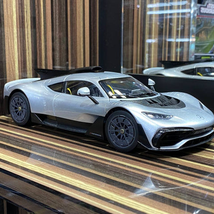 Minichamps 1:18 Mercedes-AMG One Dealer Edition Silver Diecast Model - detailed collector display model