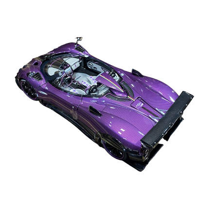 LCD Model Pagani Zonda HP Barchetta Purple Carbon 1:18 Diecast Model Car - studio product photo of the scale model