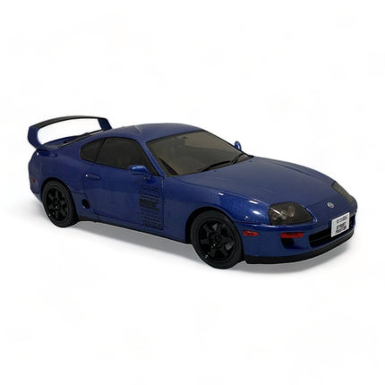 Solido 1/18 Toyota Supra MK4 Dark Blue Diecast Model Car - studio product photo of the scale model