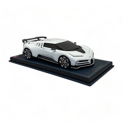 MR Collection 1/18 Bugatti Centodieci White Diecast Model Car - studio product photo of the scale model
