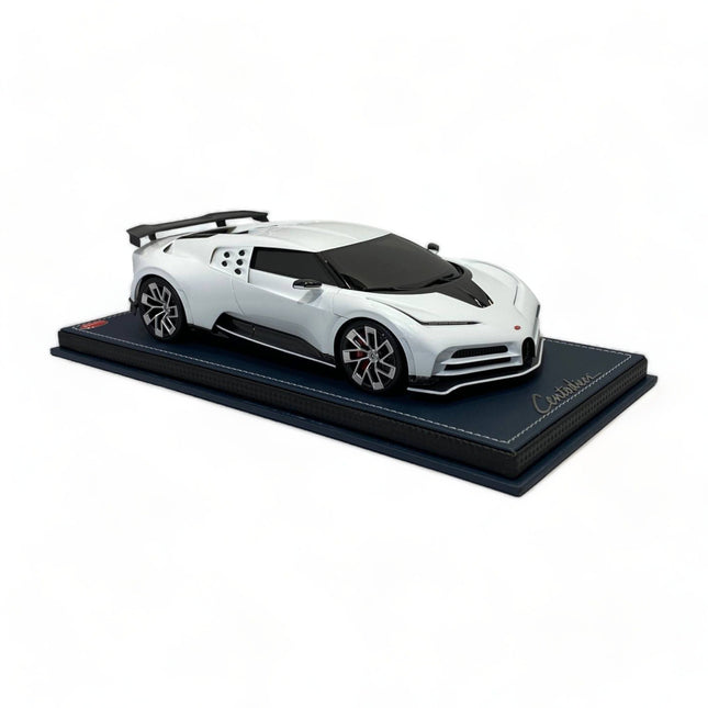 MR Collection 1/18 Bugatti Centodieci White Diecast Model Car - studio product photo of the scale model