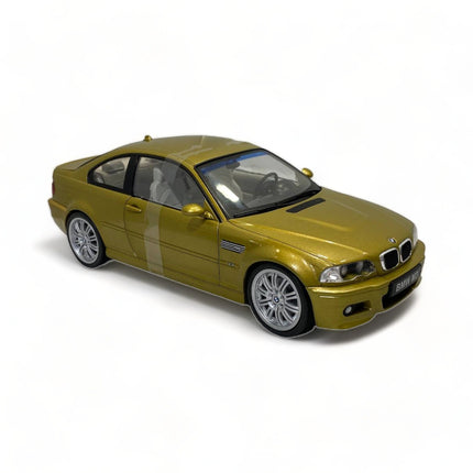 1/18 Diecast Solido BMW M3 E46 GOLD 2000 Scale Model Car - studio product photo of the scale model