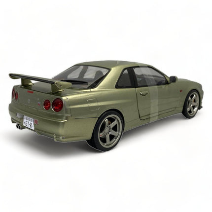SOLIDO Nissan Skyline GT-R R34 1999 1:18 Diecast Model Car Green Metallic - collectible scale model car