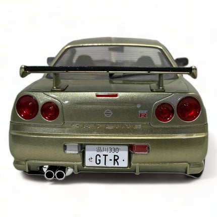 SOLIDO Nissan Skyline GT-R R34 1999 1:18 Diecast Model Car Green Metallic - premium collector scale model