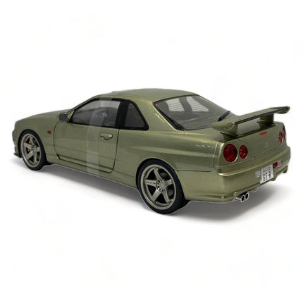 SOLIDO Nissan Skyline GT-R R34 1999 1:18 Diecast Model Car Green Metallic - fine detailed model replica
