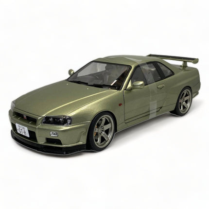 SOLIDO Nissan Skyline GT-R R34 1999 1:18 Diecast Model Car Green Metallic - detailed collector display model