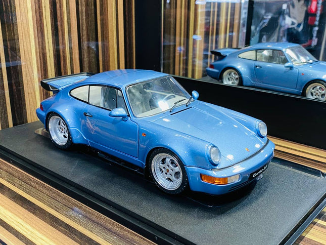 Solido Porsche 964 Turbo 1990 1/18 Diecast Model Car Horizon Blue - detailed collector display model