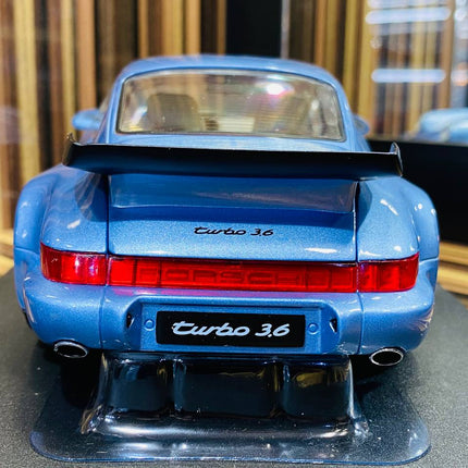 Solido Porsche 964 Turbo 1990 1/18 Diecast Model Car Horizon Blue - collector display piece