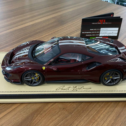 MR Collection 1:18 Ferrari 488 Pista Rubino Micalizzato Resin Model - scale model for display