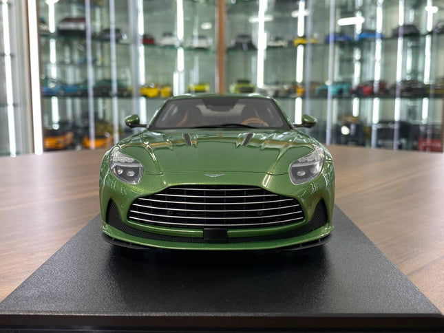 GT Spirit Aston Martin DB12 1/18 Resin Model Car Green Limited Edition - studio product photo of the scale model